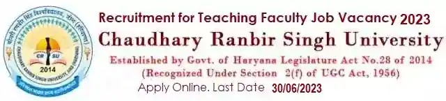 CRSU Jind Faculty Vacancy Recruitment 2023