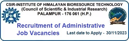 CSIR IHBT Administrative Vacancy Recruitment 2023