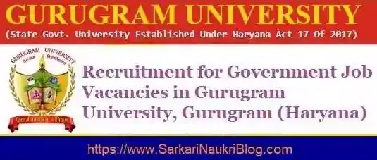 Gurugram University Faculty Vacancy Recruitment 2023
