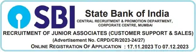 SBI Junior Associates Clerk Vacancy Recruitment 2023