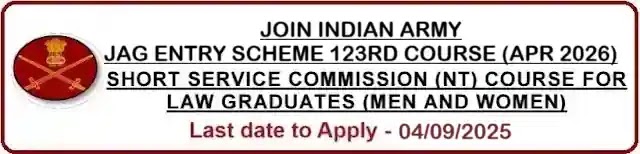 Indian Army 123 JAG Law Vacancy Recruitment April-2026 Entry